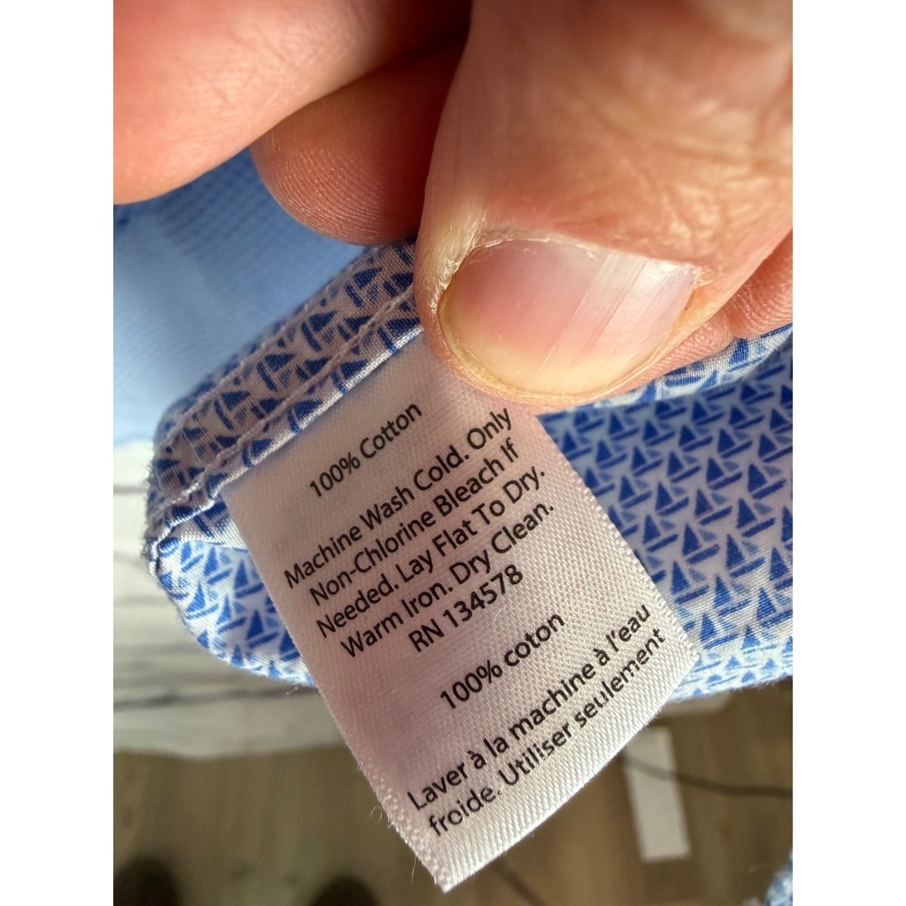 Vineyard Vines Mens Classic Fit Murray Shirt Blue Sailboat Print Cotton Medium - Picture 5 of 9